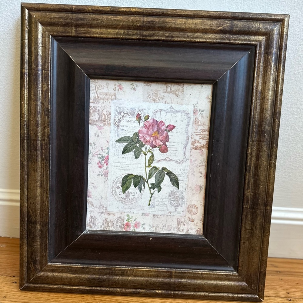 Wood Framed Floral Wall Art - 16” X 18”